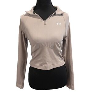 Under Armour Taupe Cropped Half-Zip Performance Pullover
